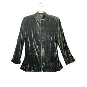 Eileen Fisher Blazer Jacket Womens Small Velvet Silk Blend Open Lined Career